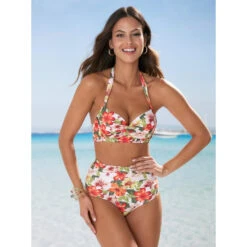 Bas De Bikini à Imprimé Tropical Avec Volants
