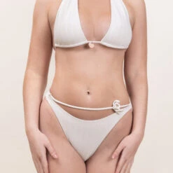 Culotte De Bain Lien Amovible - Ivoire Pool Day Maille Jacquard