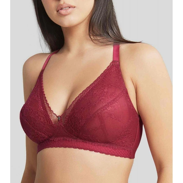 Bralette Sans Armatures à Dentelle Ajourée - Rouge Cleo By Panache Alexis