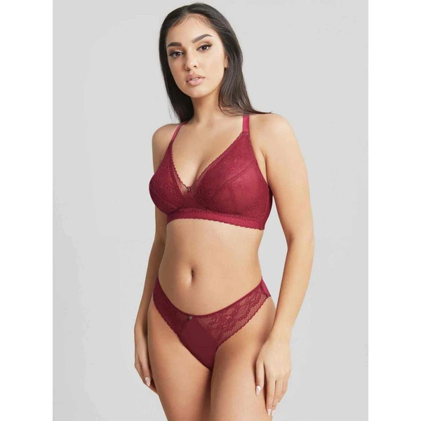 Bralette Sans Armatures à Dentelle Ajourée - Rouge Cleo By Panache Alexis – Image 5