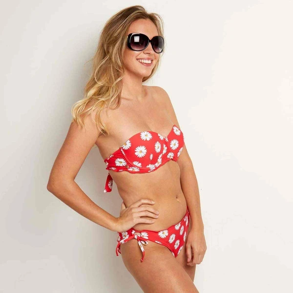 Culotte De Bain Classique Brigitte Bardot Floral Rouge FLORAL – Image 4