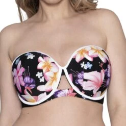 Haut De Maillot De Bain Bandeau Armatures Curvy Kate Maillot TROPICANA Black Print Tropicana