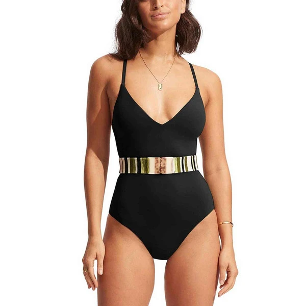 Seafolly Maillot De Bain 1 Pièce Avec Ceinture Sun Stripe