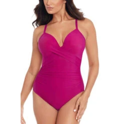 Maillot De Bain 1 Pièce Plongeant Violet Miraclesuit Rock Solid ROCK SOLID