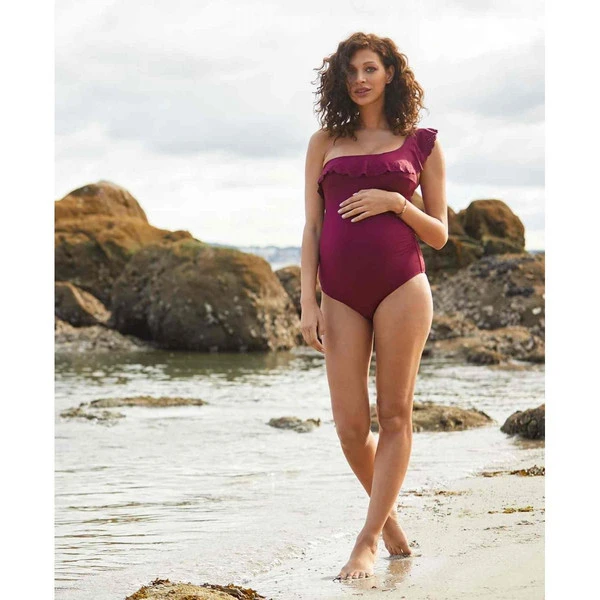 Maillot De Bain De Grossesse 1 Pièce à Coques Fixes Violet Cache-Cœur Maillot De Bain Bloom BLOOM – Image 6