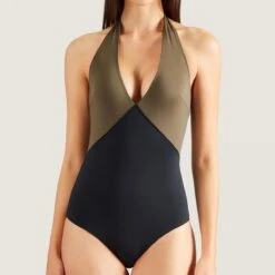 Maillot De Bain Une Pièce Plongeant Sans Armatures Aubade Maillots BEAUTE SUBLIME Kaki Beauté Sublime