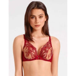 Soutien-gorge Triangle Plongeant Armature Aubade FLEUR DE TATTOO Rouge FLEUR DE TATTOO