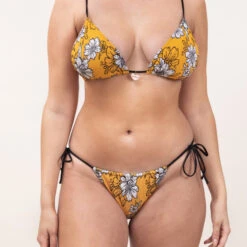 Bas De Maillot Avec Noeuds - Jaune Pool Day Fleur Jaune